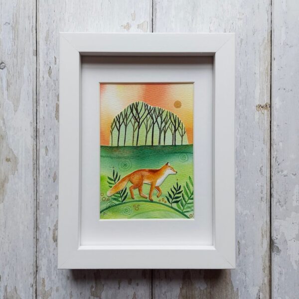 Framed Original Painting - Sunset Fox