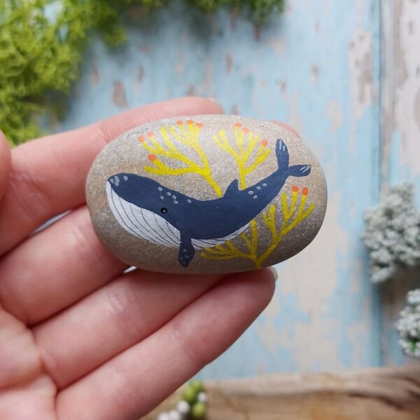 Painted Pebble - Coral Whale